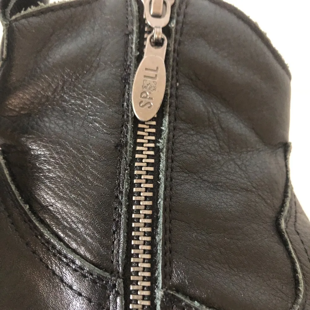 Spell and The Gypsy Cactus Rose Black Leather Detail Women Ankle Boots Size 7 - Image 13