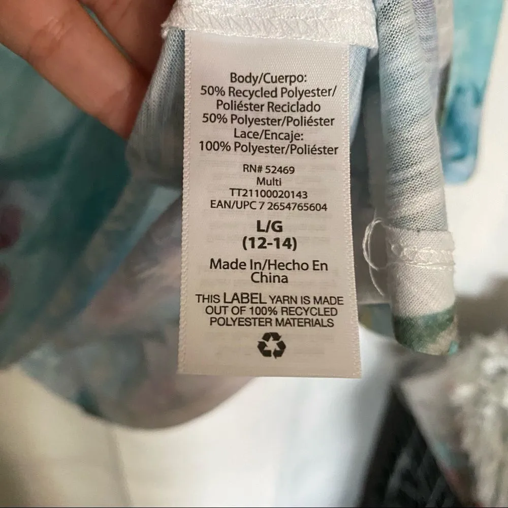 Time & True Aqua Floral Bead Lace Bottom. Blue Size L - Image 6