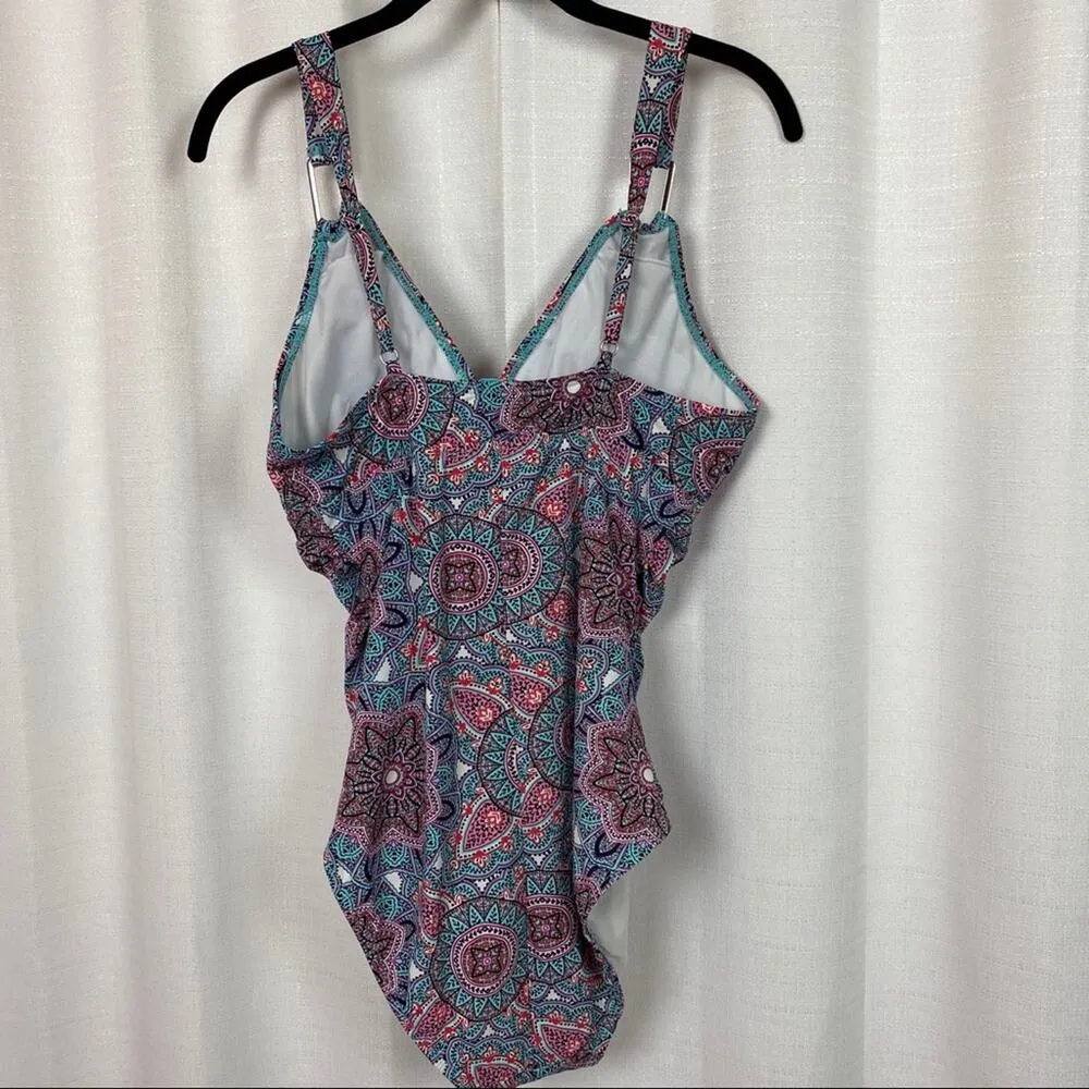 Spanx Love Your Assets In Bloom Blue&Pink Paisley One Piece Swimsuit Sz.L - Image 7