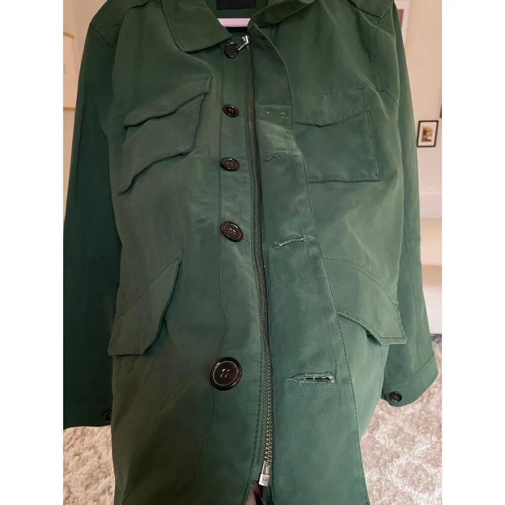 Westbury Green Trench Coat Parisian Academia Downtown Scandi Boho Buttery Soft Size XL - Image 3