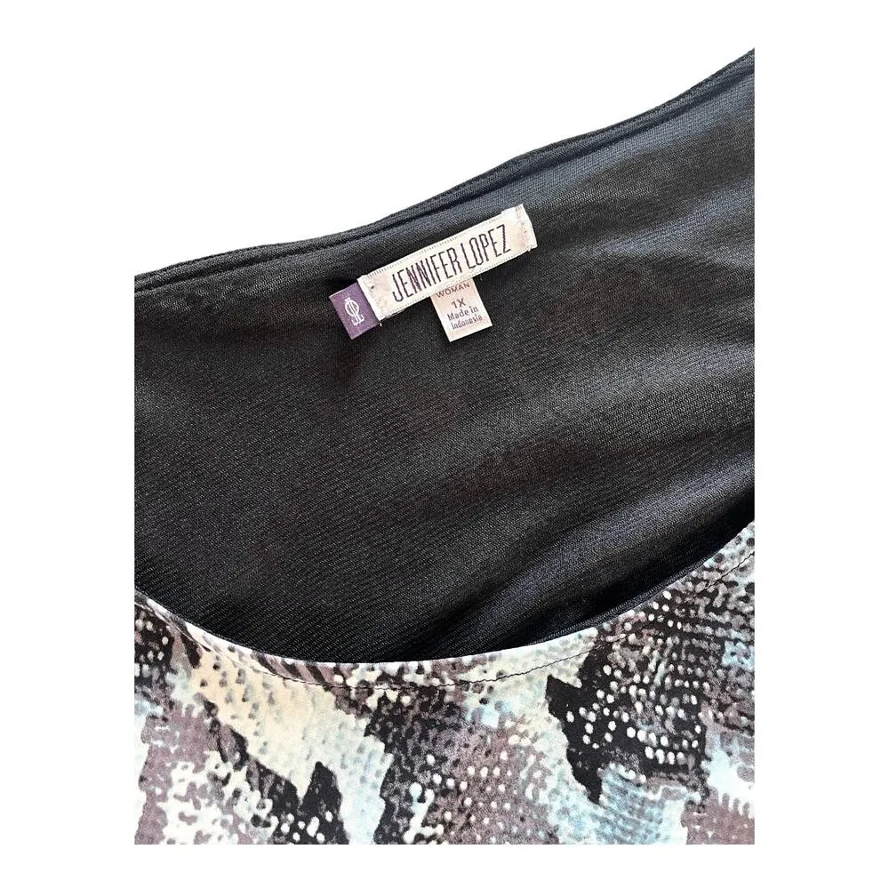 JENNIFER Lopez JLO Plus Midi DRESS 1X Women's Snakeskin Print Side Zip Mob Wife - Image 6