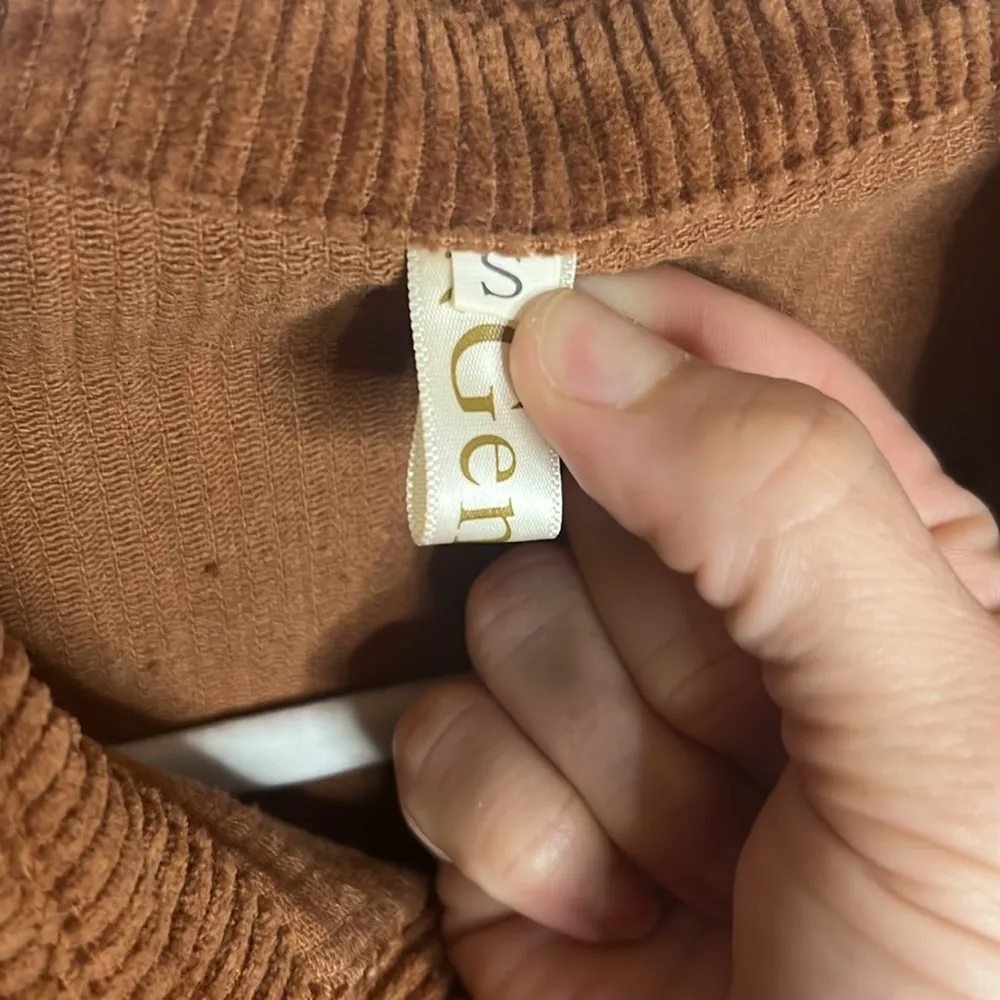 Brown Camel Button Corduroy Pocket Shacket Midweight Boho Lagenlook Genhoo Size M - Image 4