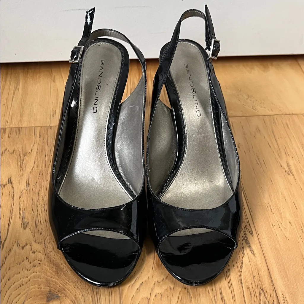 Bandolino Glossy Black Slingback Heels - Image 2