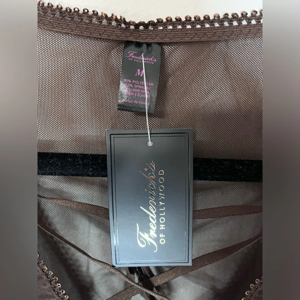 FREDERICKS OF HOLLYWOOD Lola Lee Mesh Sexy 1 Piece Teddy Lingerie NWT Size M - Image 5