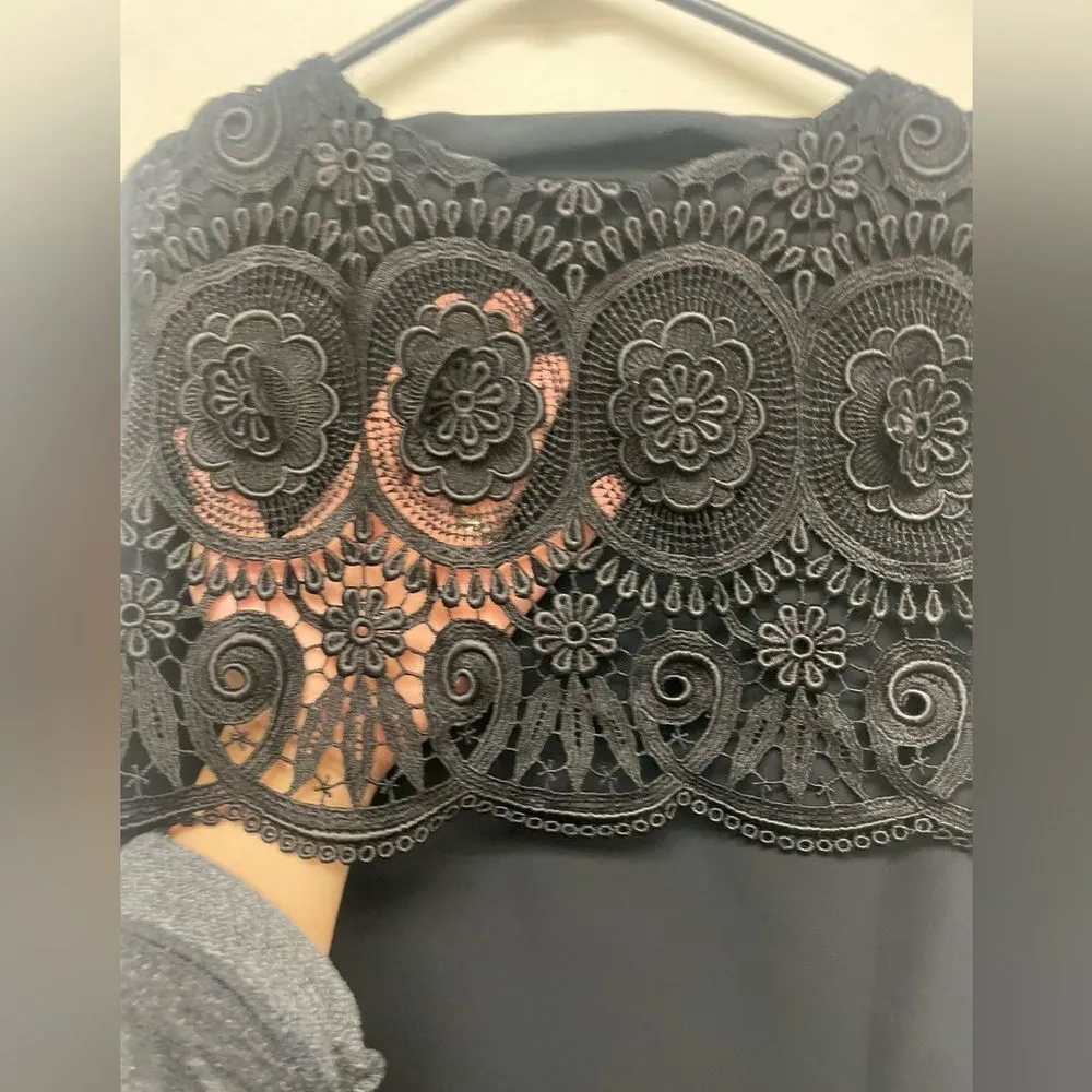 Scott McClintock Black Embroidered Faux Scarf Mother of the Bride Dress SZ 10 - Image 3