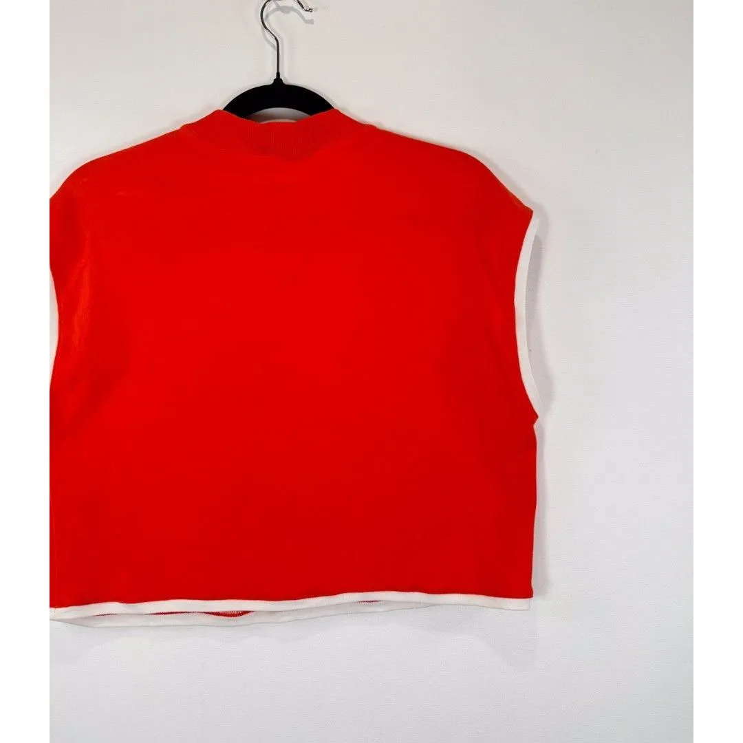 Anthropologie Maeve Womens Top Orange Cropped Mock Neck Sleeveless Blouse Medium - Image 7