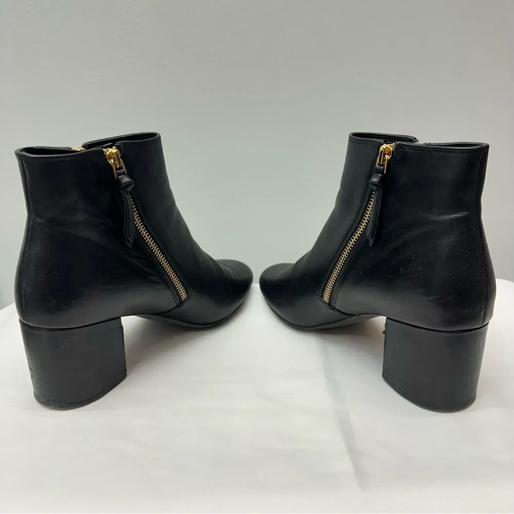 Cole Haan classic black leather booties with‎ gold zipper accents women's 9 - Image 5