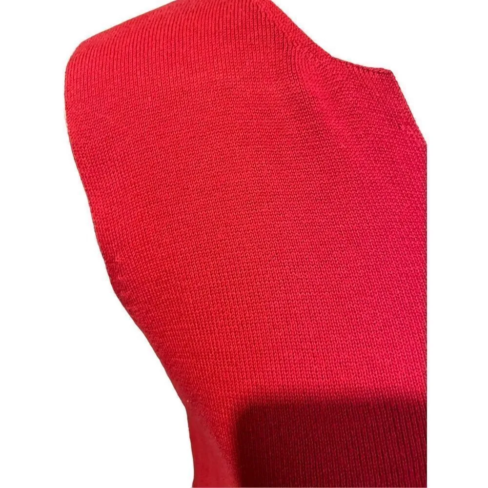 Dressbarn Women's V Neck Sweater Top Cap Sleeve Acrylic Cotton Ribbed Red Medium - Image 8