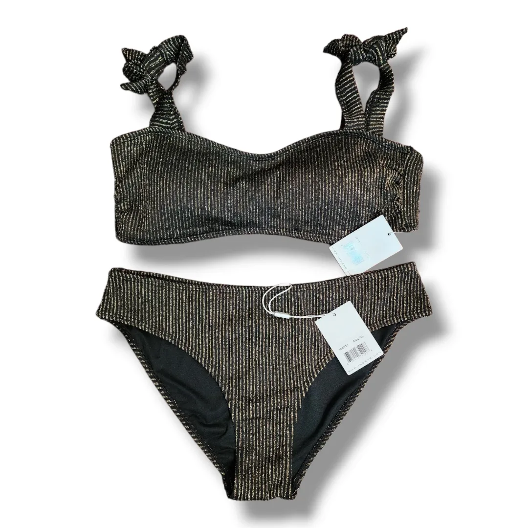 Ingear Black & Gold Metallic Striped Bikini Set – XL - Image 2