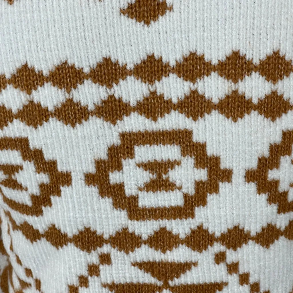 Altar'd State Cropped Sweater Tribal Print Size S Small Gold Cream - Image 4