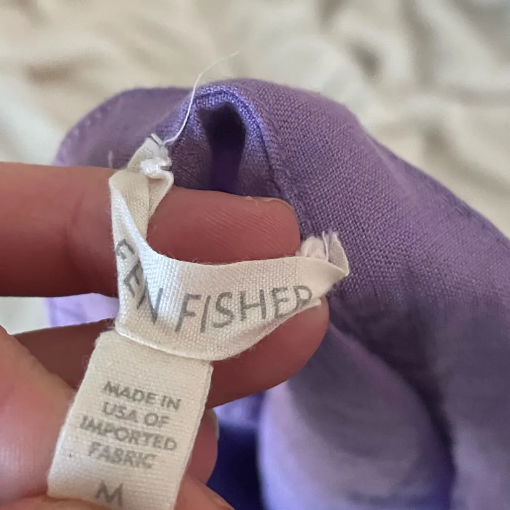 Eileen Fisher 100% Organic Irish Linen Button Down Long Sleeve Shirt Top Medium - Image 4