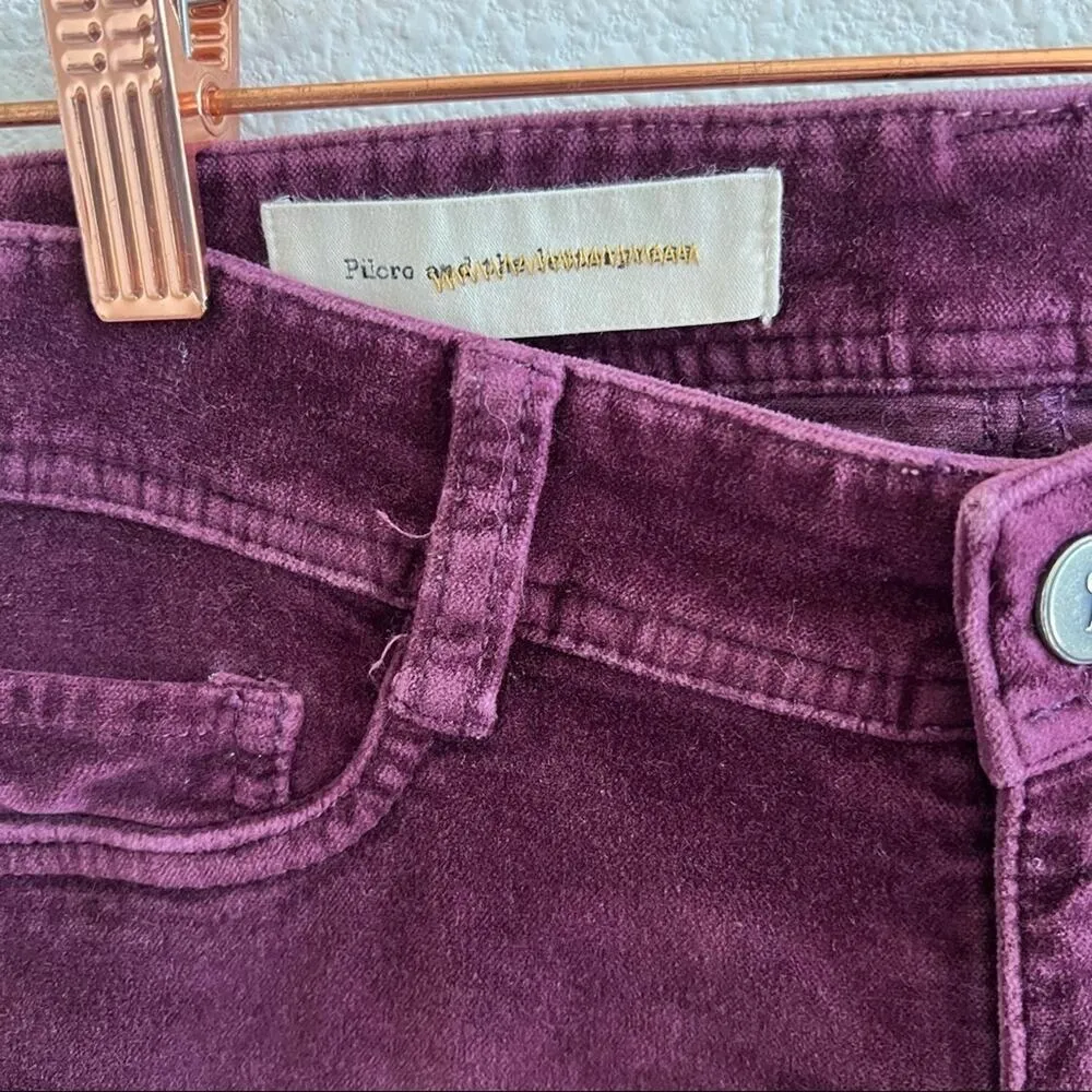 Pilcro and the Letterpress Anthro Serif Velvet Maroon Pants 26 - Image 7