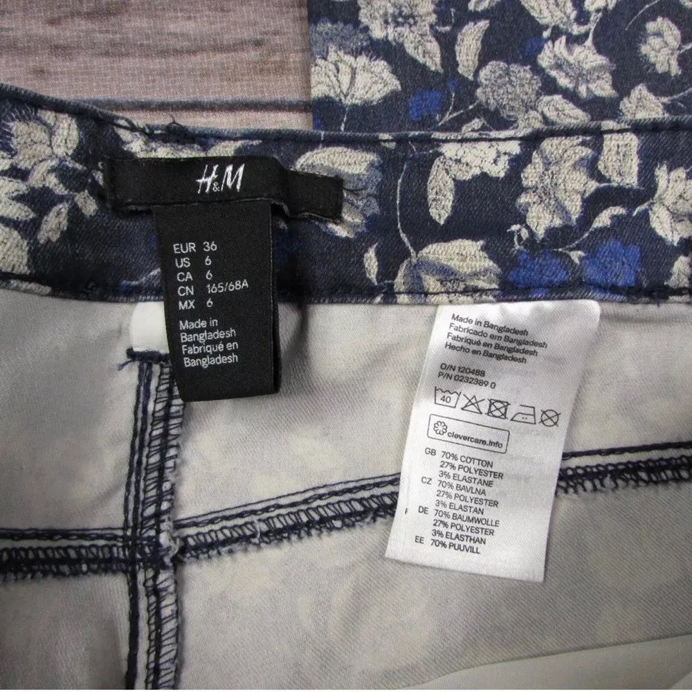 Size 6 Floral Super Slim Skinny Jeans Blue Cream - Image 6