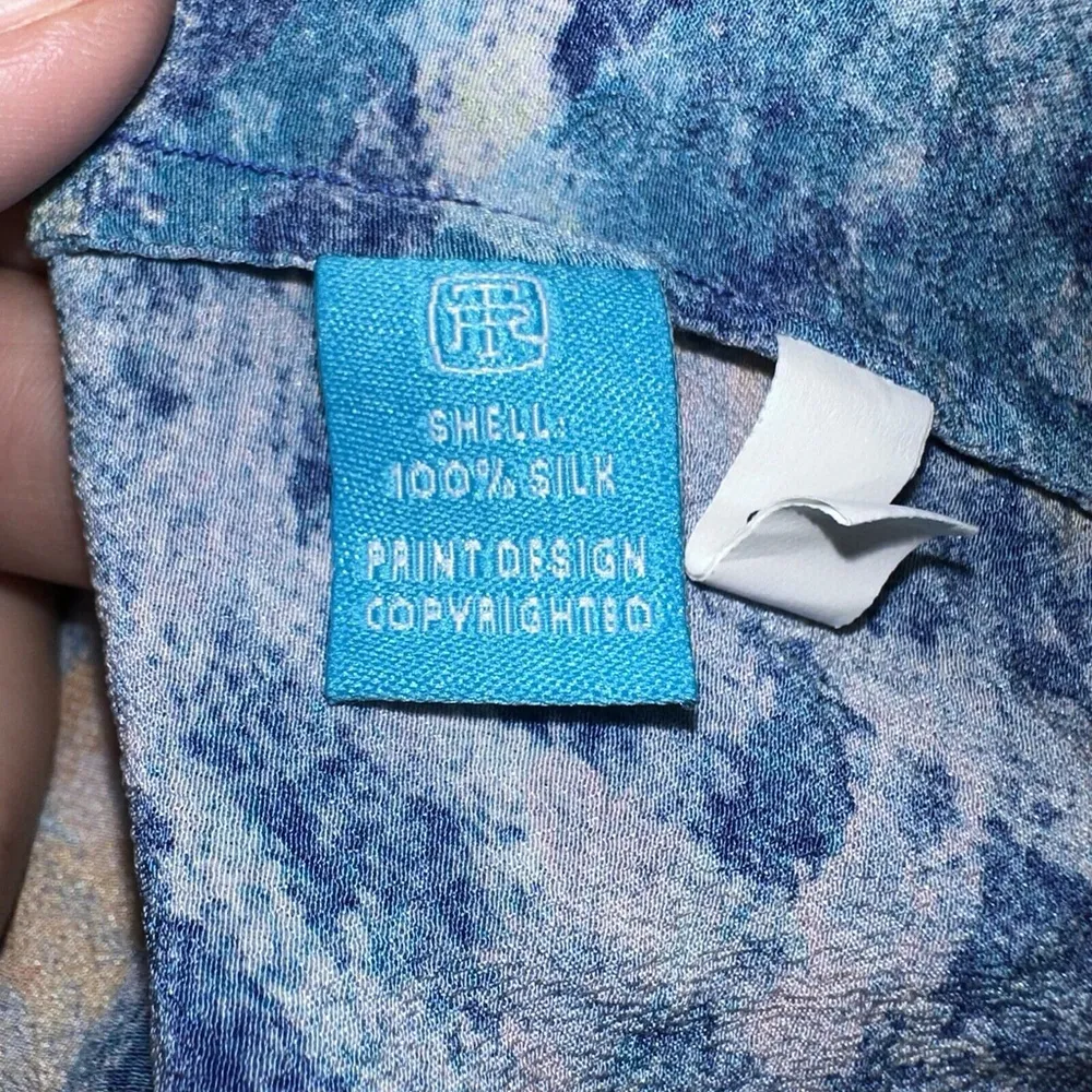 NWOT Tori Richard Honolulu 100% Silk Hawaiian Shift Dress Sleeveless SZ 8 Resort Blue - Image 5