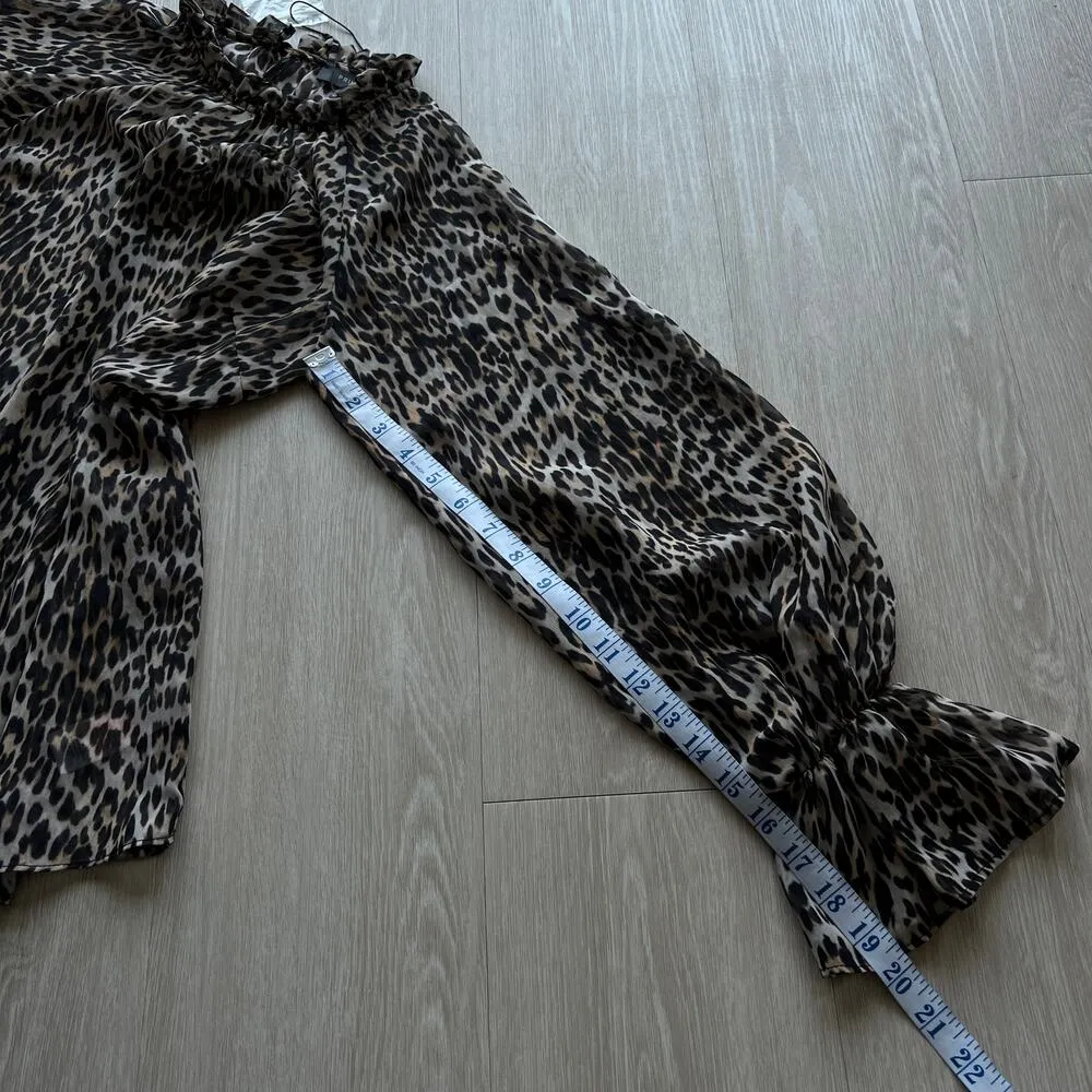 Primark Leopard Blouse Sheer Womens Size 4 Brown - Image 9