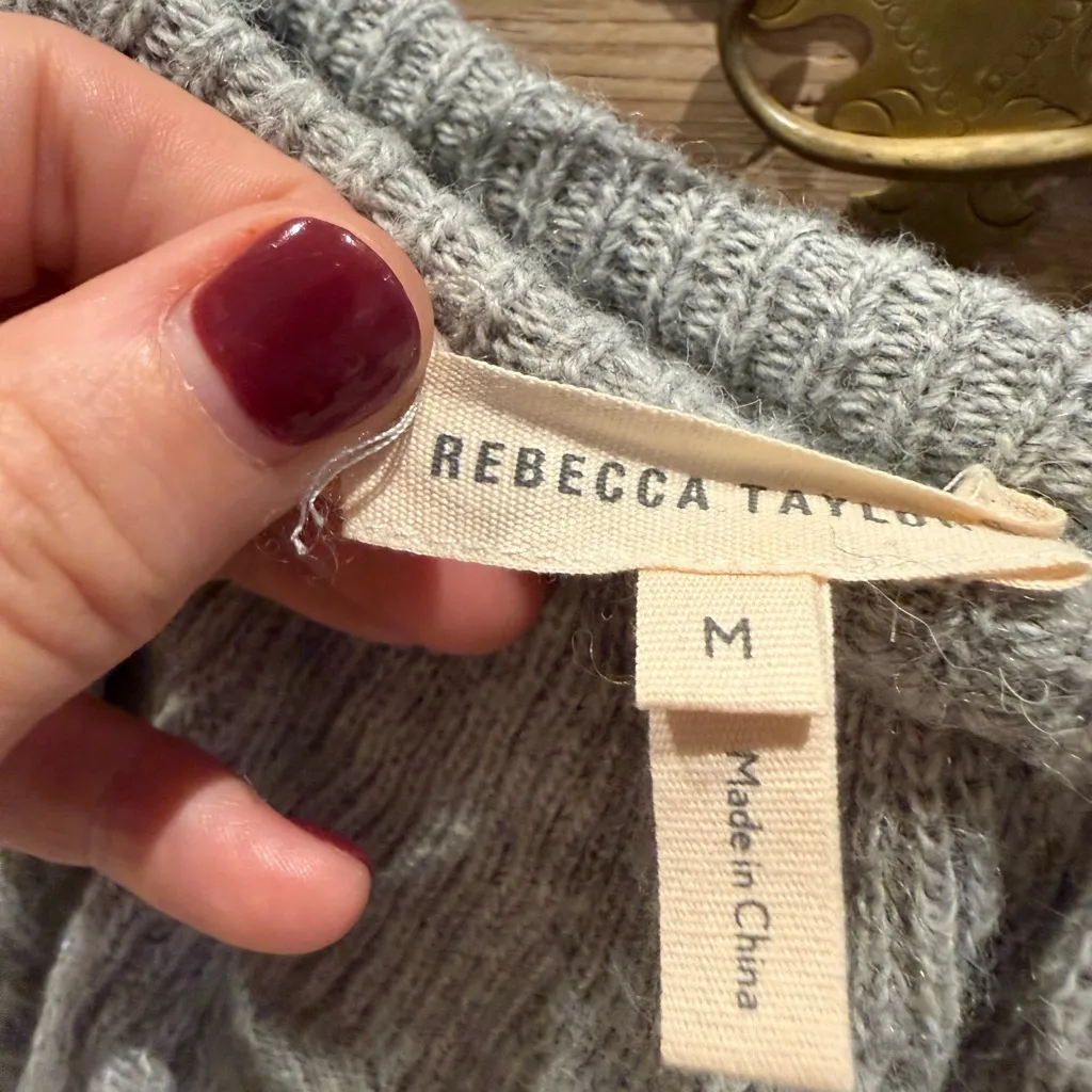 Rebecca Taylor Heather Gray One Shoulder Sweater - Image 3