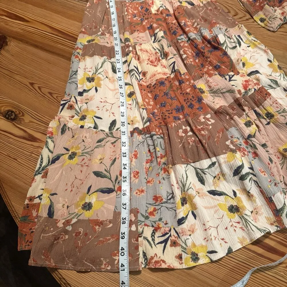 Fate Midi Dress Sz Small Patchwork Boho Peasant Western Romantic Feminine Flowy - Image 14