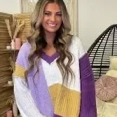 ​POL Popcorn Chenille Color Block Cozy Oversized L - Image 2