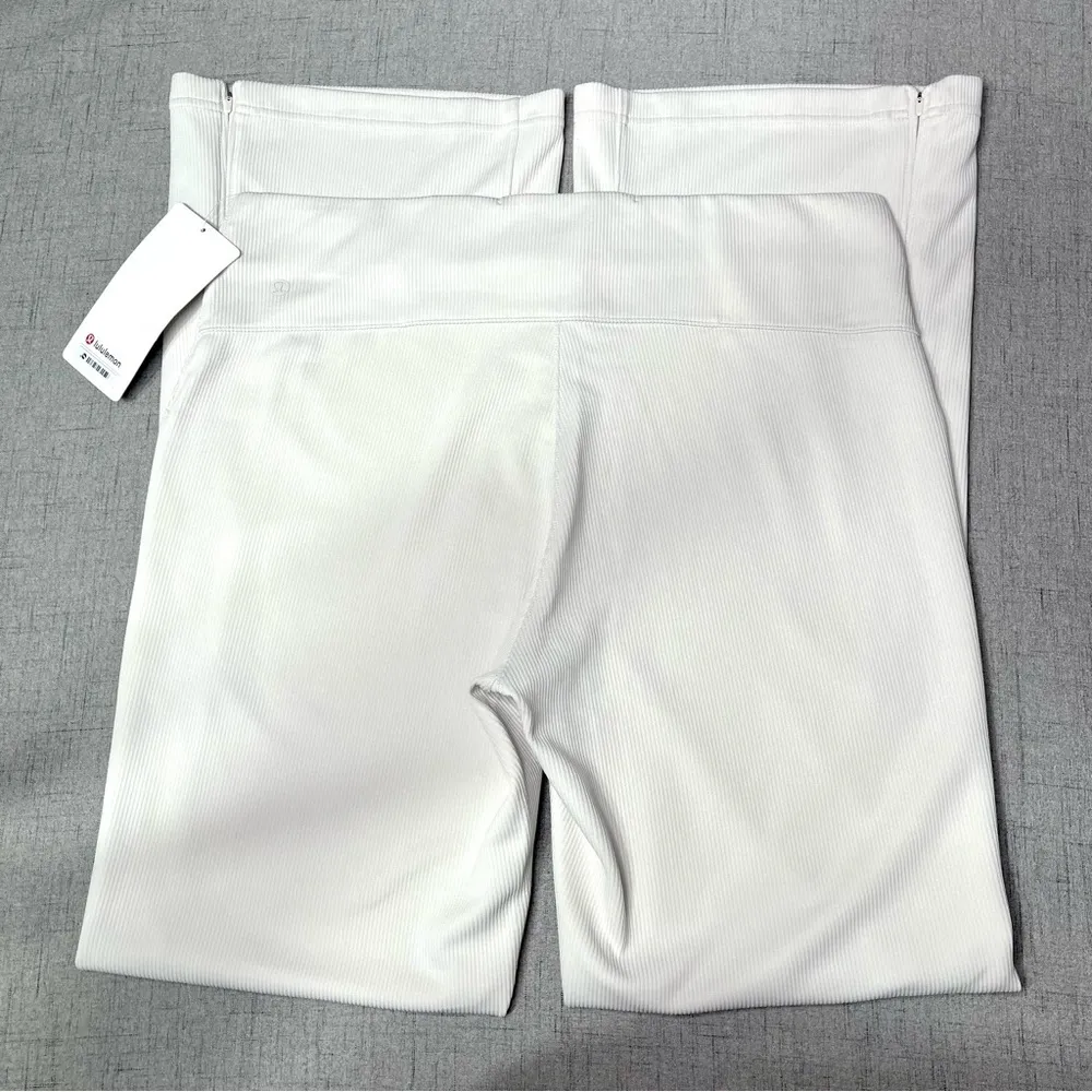 Lululemon Brushed Softstreme Rib Zip Flare Pants White Opal 14 Nwt - Image 12