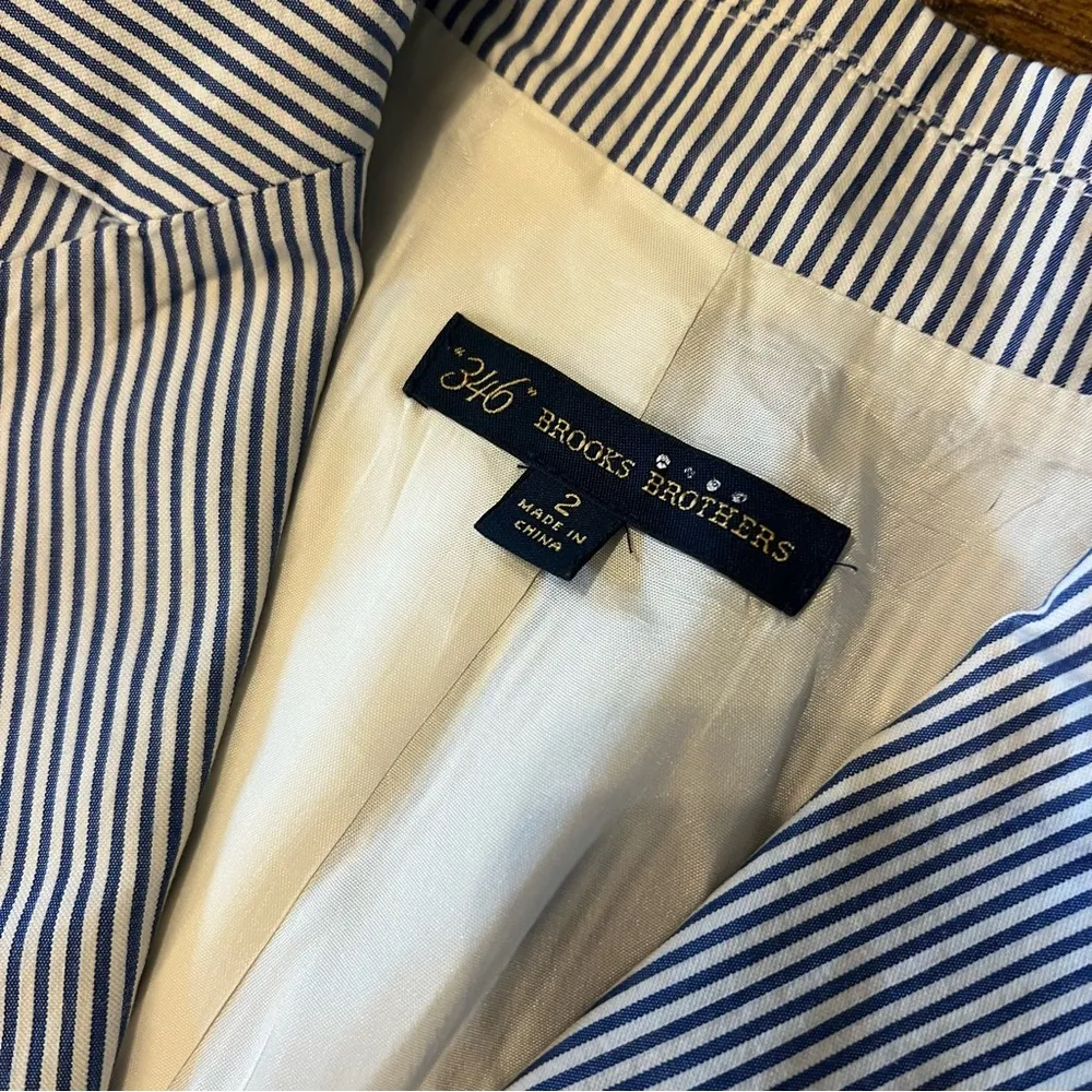 BROOKS BROTHERS Women’s Blue/White Stripe Black Jacket Size 2 EUC - Image 3