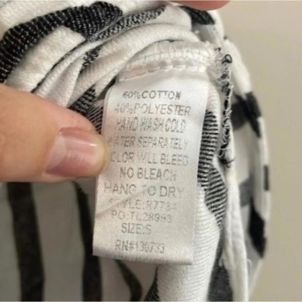 Umgee White and black striped knot front high low blouse shirt top tank - Image 6