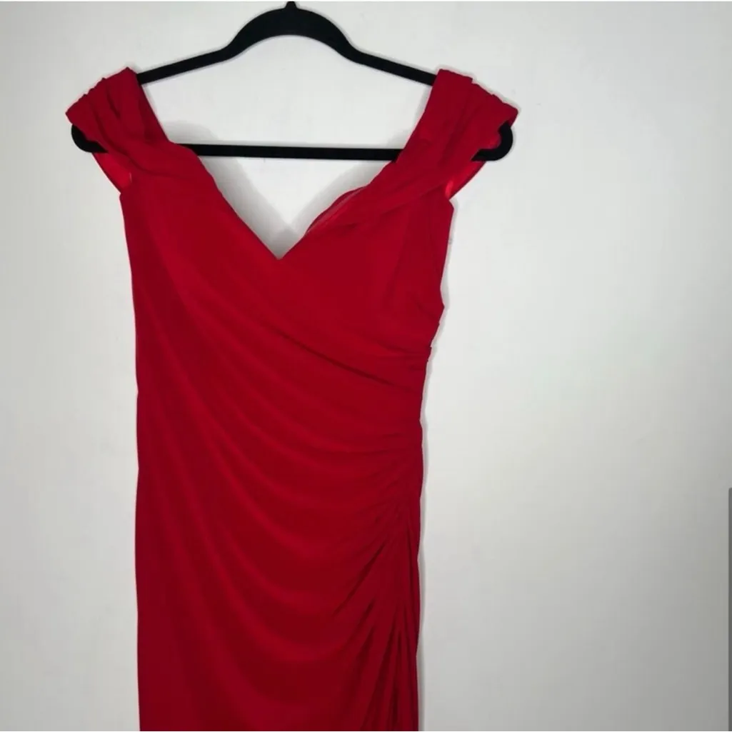 La femme Off the Shoulder Fully Ruched Floor Length Gown - Image 5