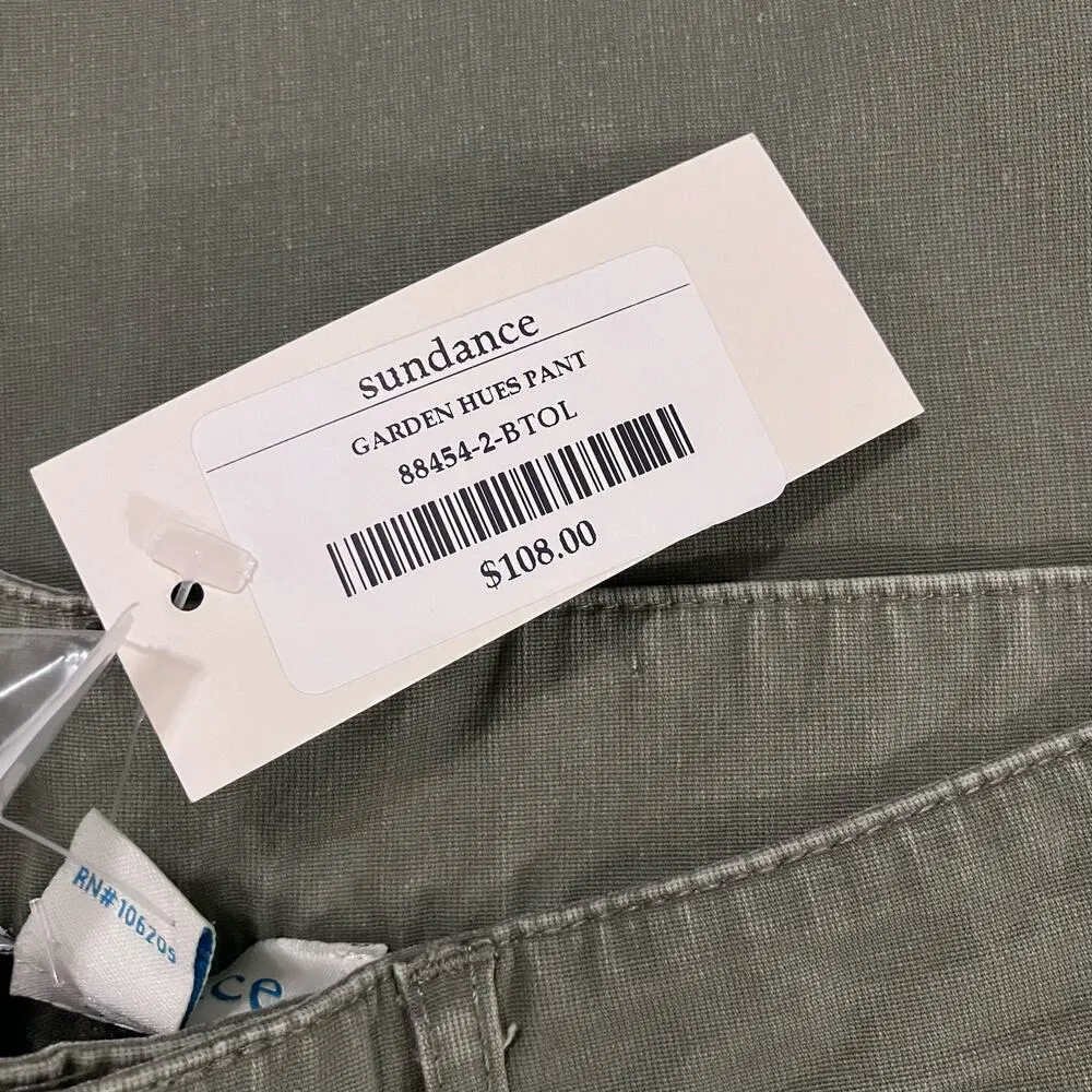 Sundance Pants NWT Sz 2 Garden Hues Green Cropped Scalloped Boho Casual Coastal - Image 7