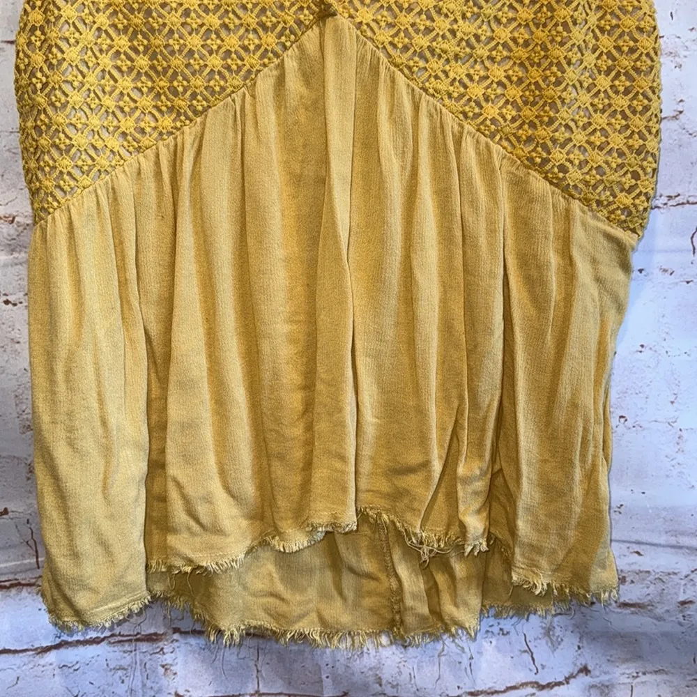 Umbgee Shirt Womens Medium Mustard Yellow Sleeveless Top Cropped Babydoll - Image 3