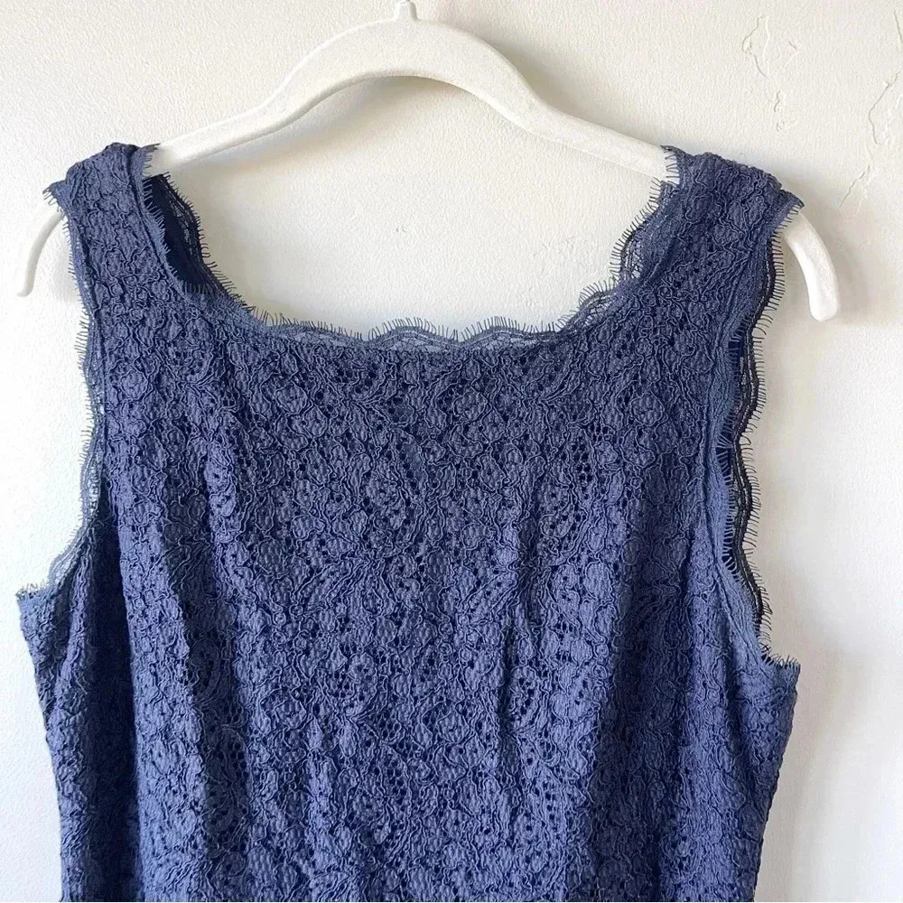 Adrianna Papell Sleeveless Lace Dress Zip Back Navy Size 12 - Image 5