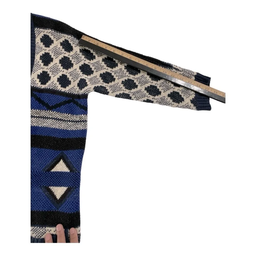 Lucky Brand Womens Blue Geometric Oversized Open Front Cardigan Sweater XS/S - Image 12