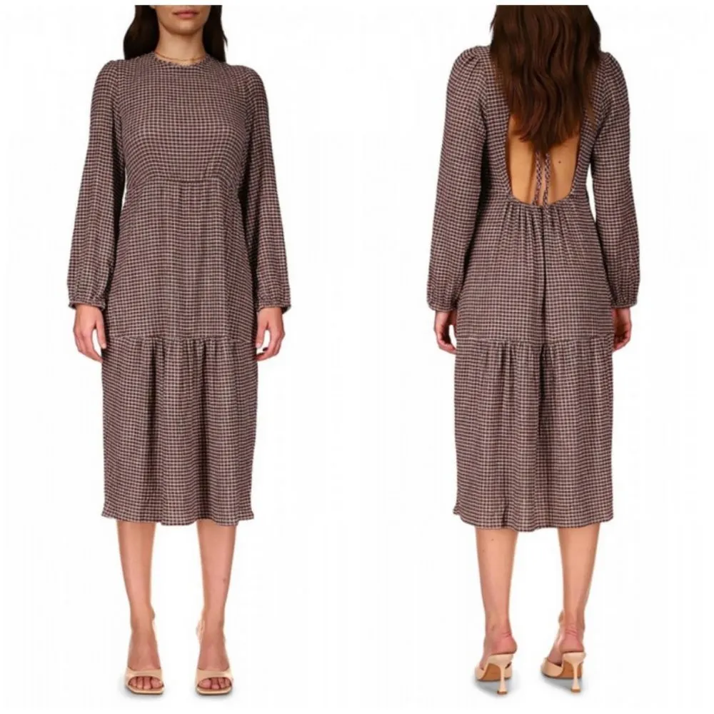 💕SANCTUARY💕 Going West Open Back Gingham Midi Dress ~ Chocolate Gingham S NWOT - Image 8