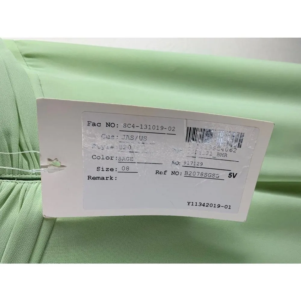 NWT Jasmine B2 Sage Green Pleated Chiffon Gown Size 8 Long Dress Prom Bridesmaid - Image 5