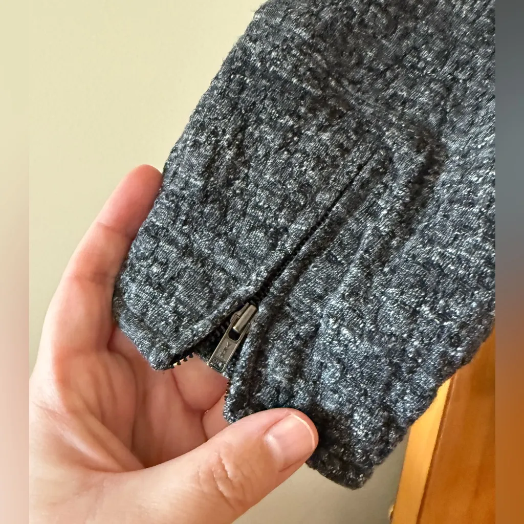 Eileen Fisher Gray Terrazzo Draped Jacket Shrug Open Front Cardigan Asymmetrical - Image 7