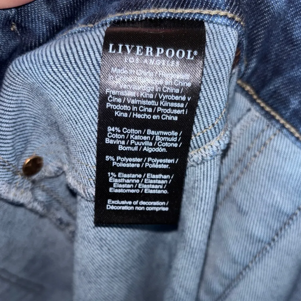 Liverpool High Rise Cropped Pull On Classic Blue Jeans - Image 4