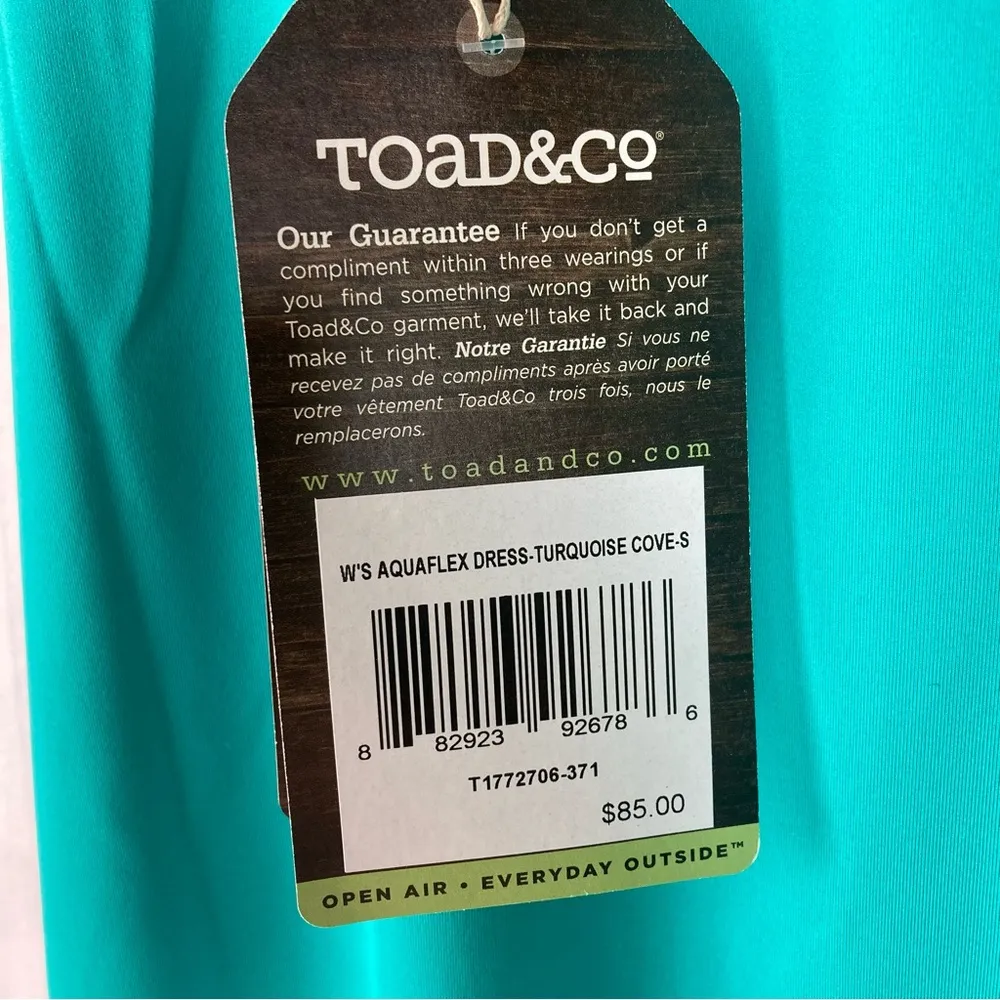 NEW Toad & Co Aquaflex Turquoise Dress w/ Strappy Back & Shelf Bra, Women Size S Green - Image 7