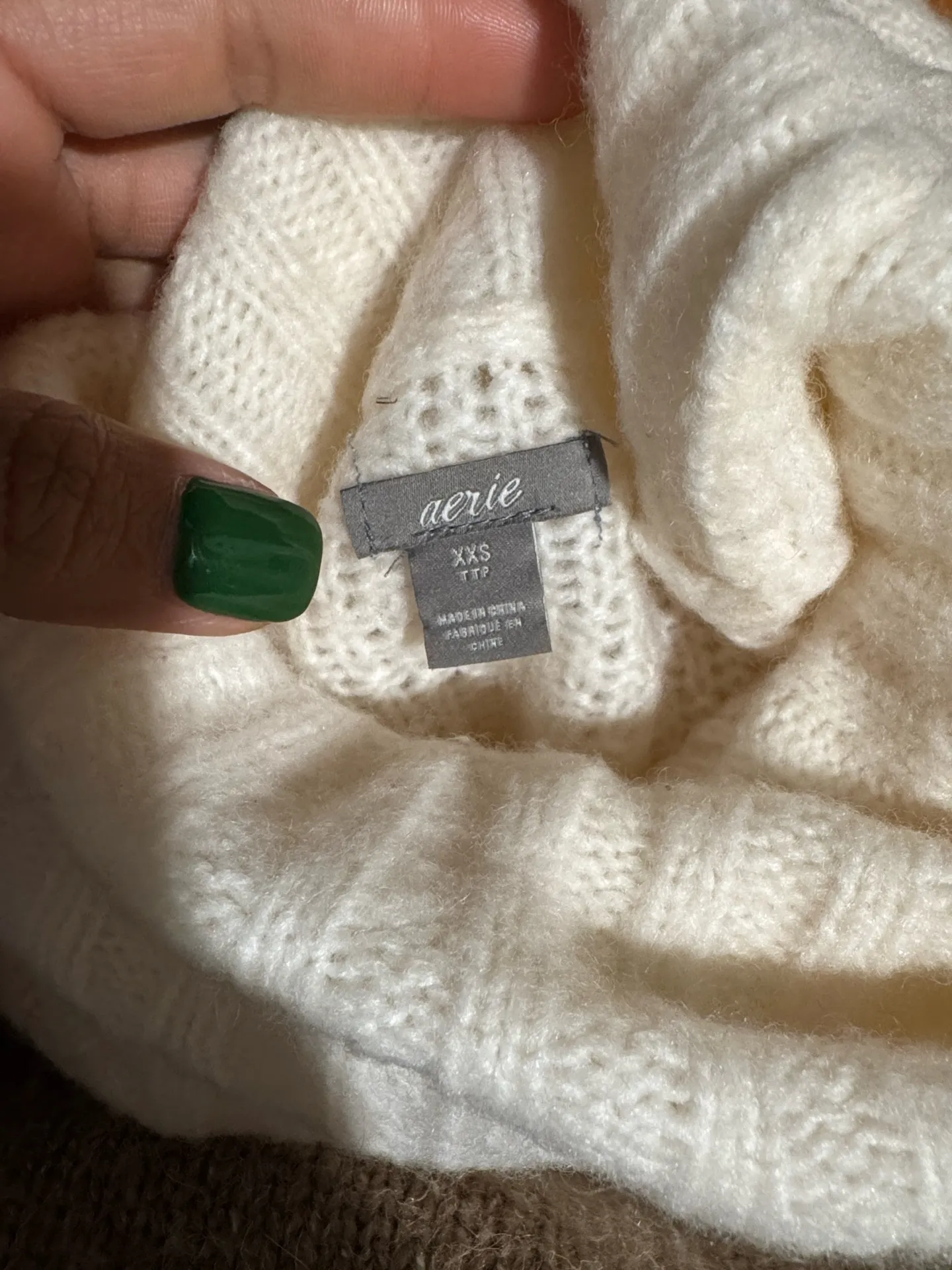 Aerie White/Cream Cableknit Oversized Pullover  - Image 5
