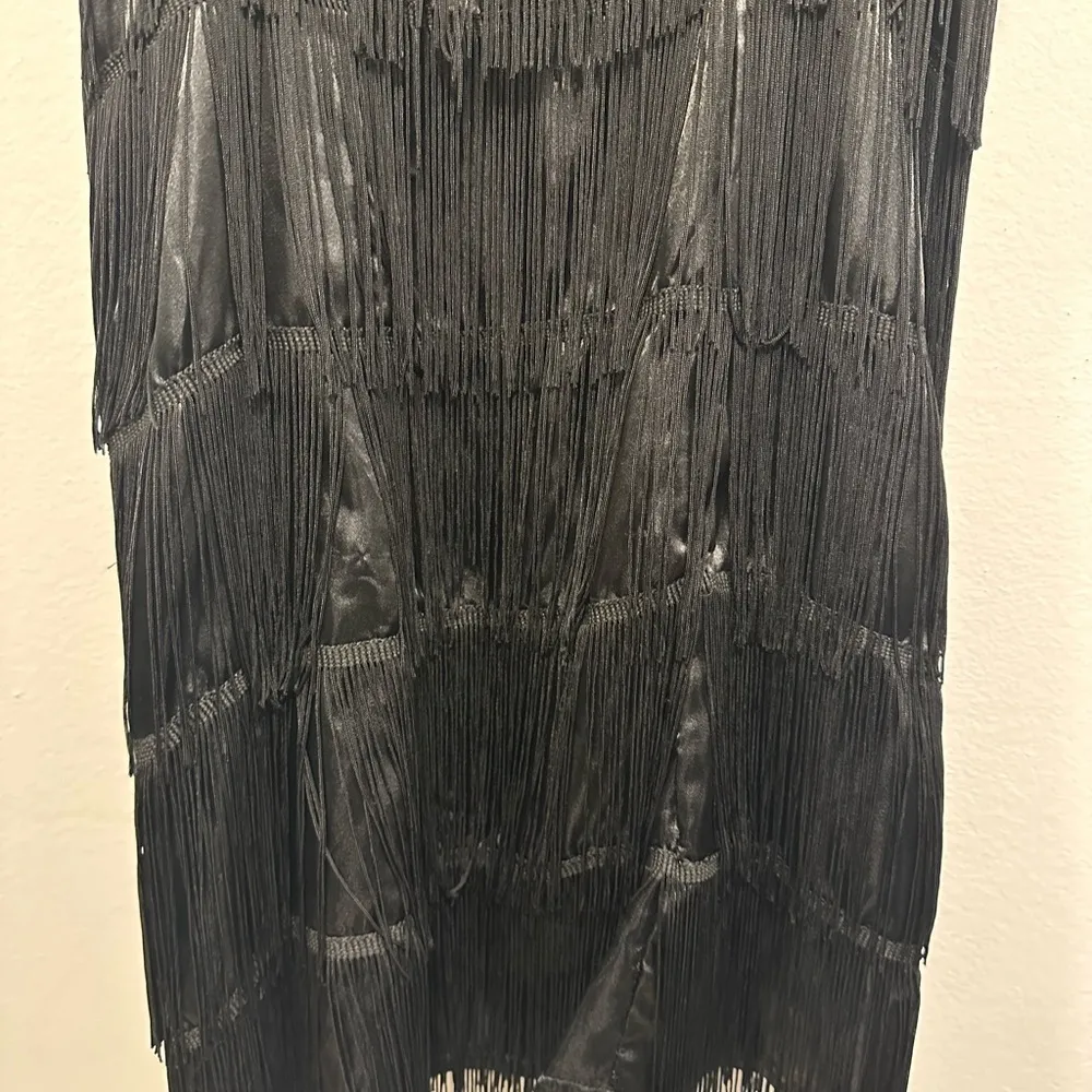 Flapper fringe dress Halloween costume! Black fringe, mini dress size medium! - Image 4