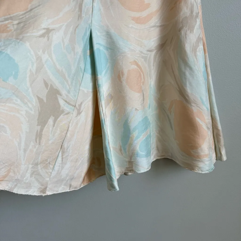 Loro Piana Pastel Floral Swirl 100% Silk Pleated Skirt Size IT 40 (US 4) - Image 2