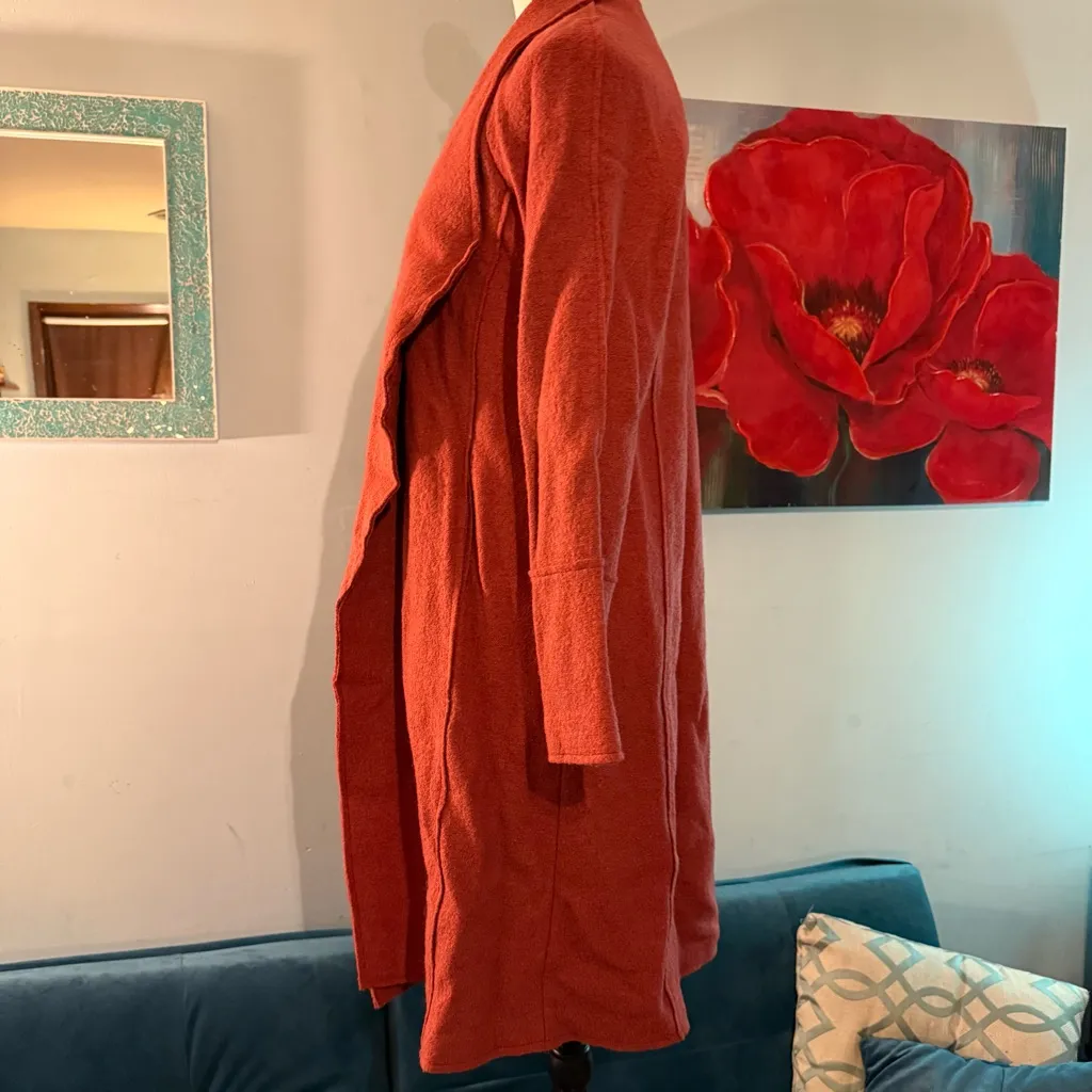 Tahari Womens Size S Small Rust Cardigan Style Collared Wool Blend Jacket - Image 3