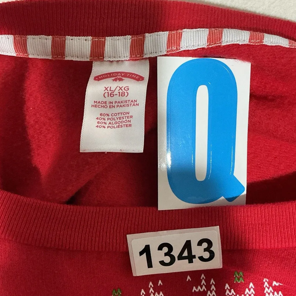 Womans Holiday Time Sweatshirt Xl (16-18) Red Christmas Theme Pullover - Image 4