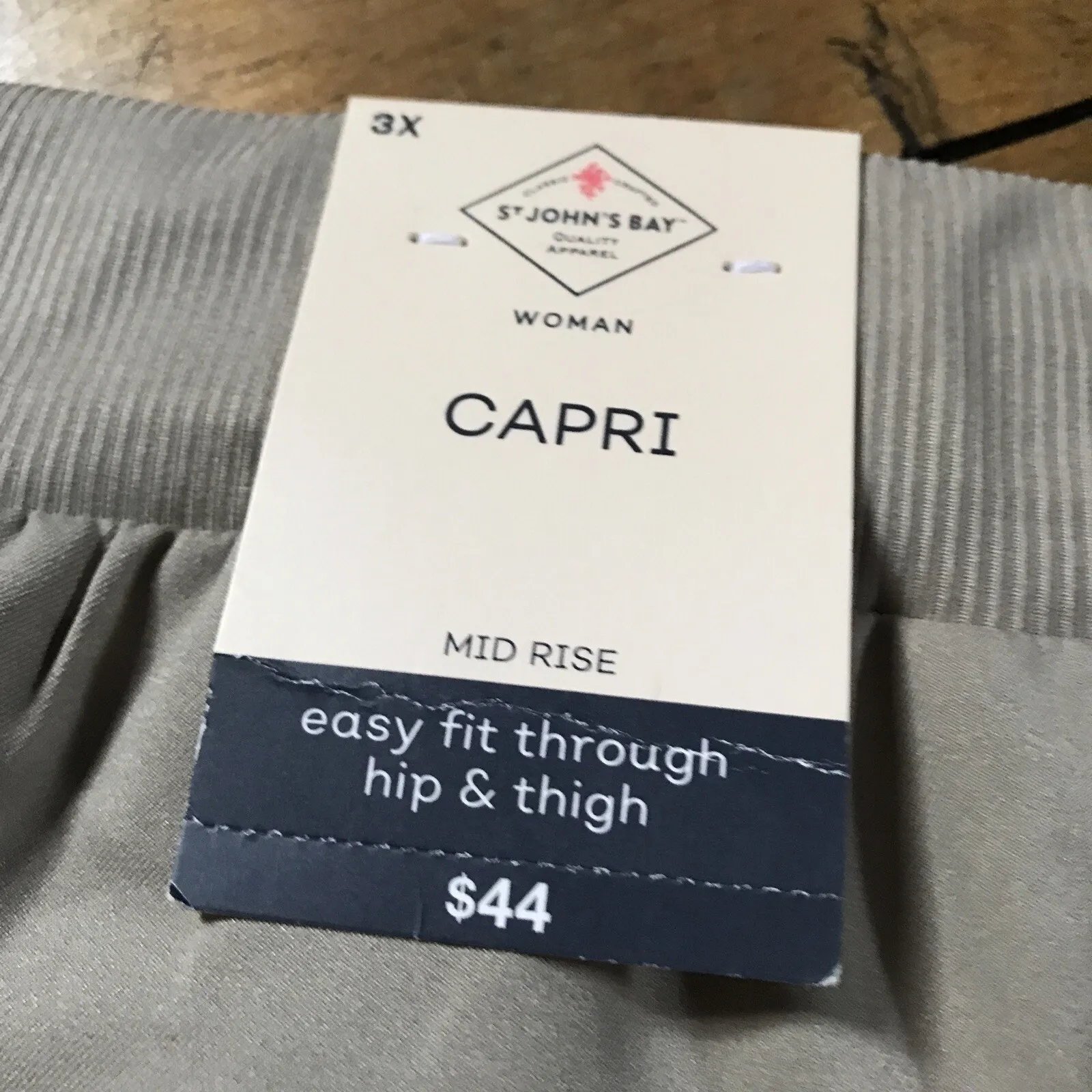 st. john's bay  Women's Plus Size Drawstring Tan Capri's Size 3XL - Image 3