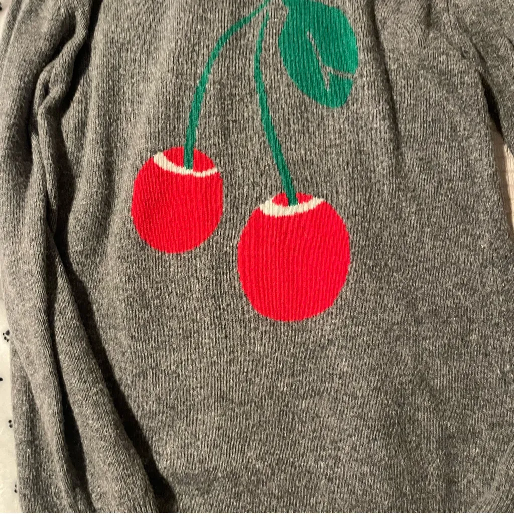 Twenty one  H&M Gray Sweater with Red Cherry Design M - Image 6