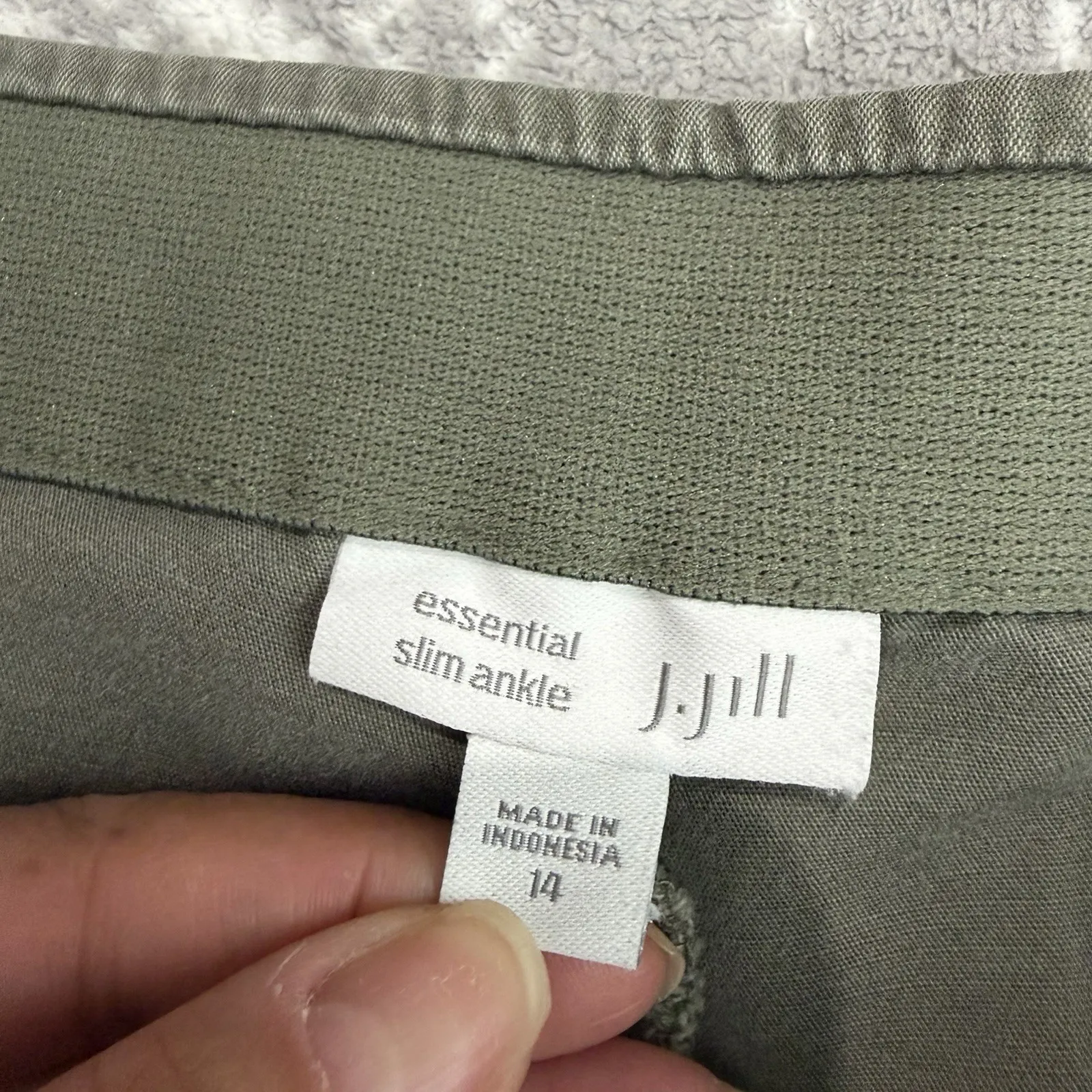 J. Jill Essential Slim Ankle Pants Size 14 Green Cotton Stretch With Pockets - Image 3