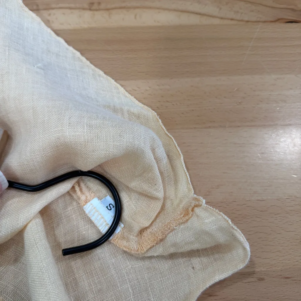 CP Shades Linen Blouse Womens Small Yellow Button Front Tie Neck Long Sleeve - Image 5