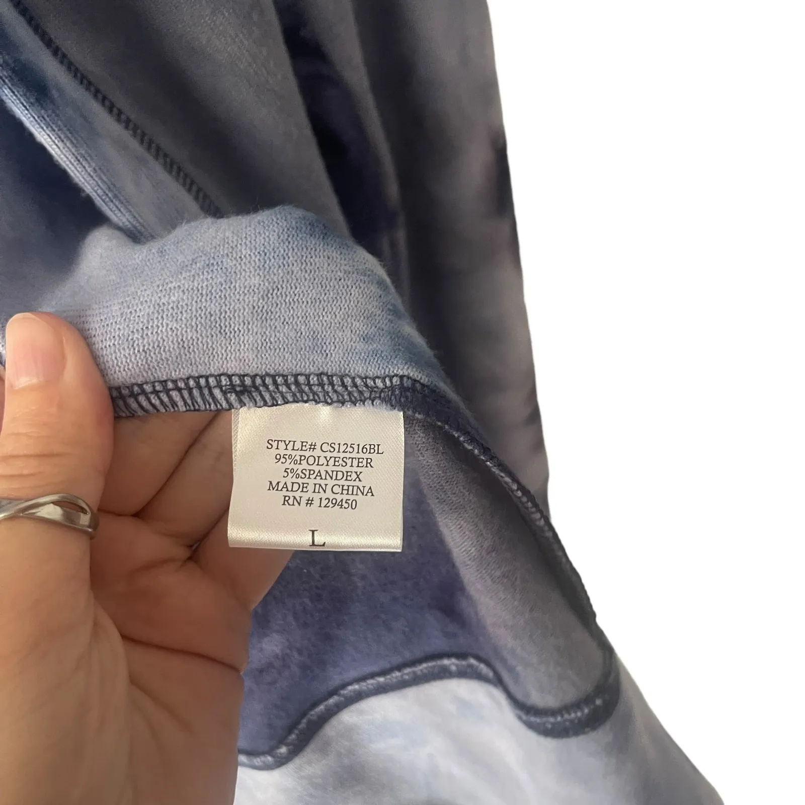 Como Vintage Women's Size Large Blue Tie Dye Soft Open Front Cardigan Sweater - Image 5