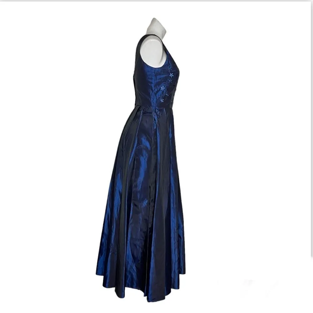 SCOTT McCLINTOCK Gown Long Maxi Dress Formal Embroidered Sleeveless Blue Size 6 - Image 3