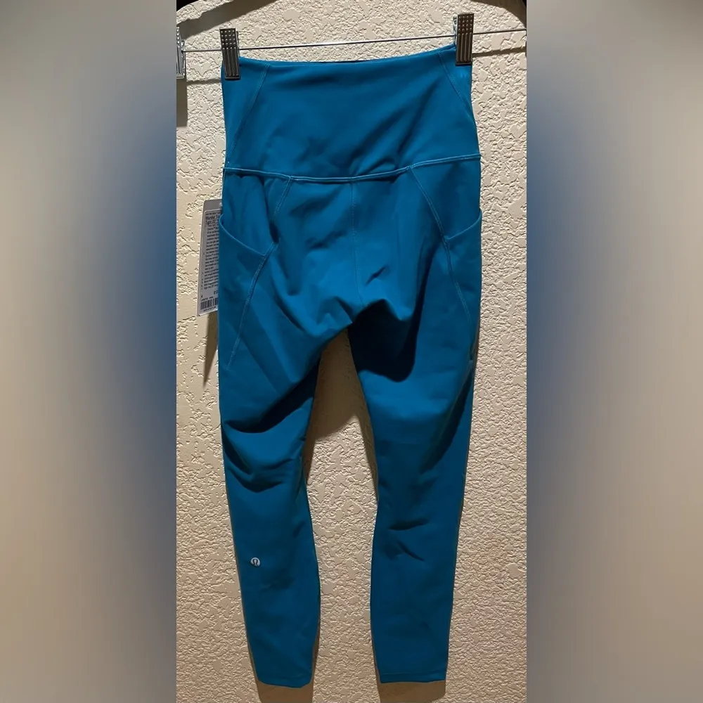 NWT Lululemon Wunder Train High Rise Tight Leggings Pockets Hawaiian Blue Size 4 - Image 2