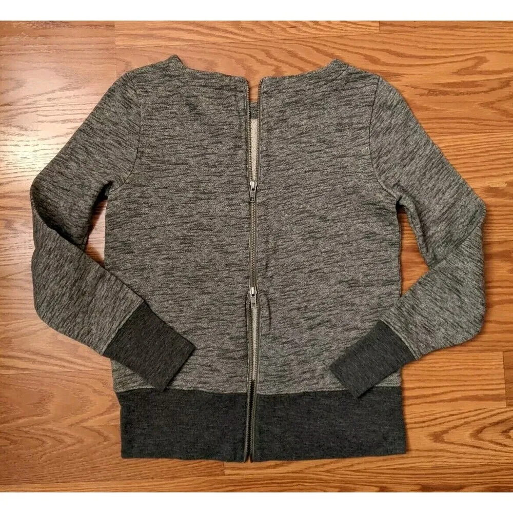 Madewell Women Sz XS Crew Neck Sweatshirt Back Zipper Casual Preppy Minimalist - Image 4