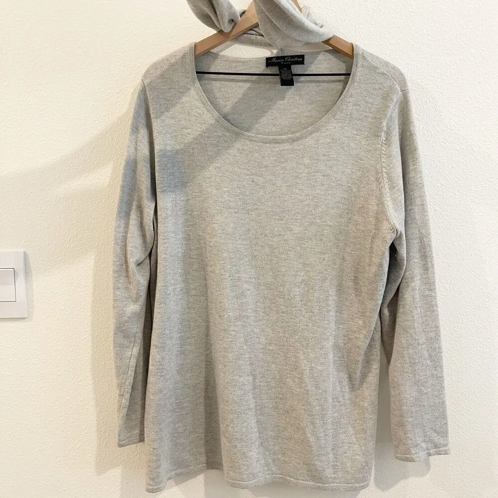 Marisa Christina Sweater Women XXL Grey Scarf Angora Rabbit Hair‎ Blend Ruffle - Image 3