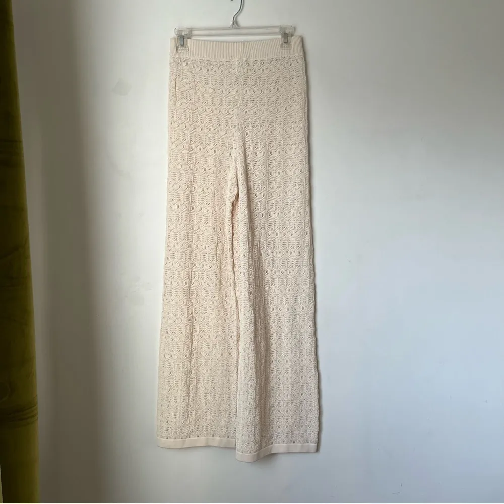Princess Polly Elizondo Cream Sheer Knit Wide Leg Pants L/XL - Image 8